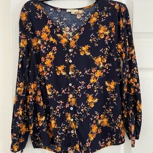Women's floral tie-sleeve top